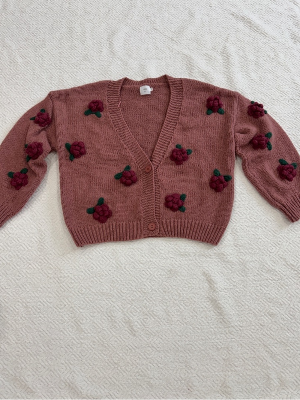 Luna ivy Women’s Rose Embroidered Cardigan Sweater - Mauve Sz M